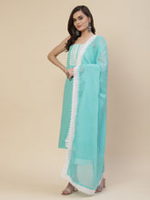 Neck Embroidered Cotton Unstitched Suit Piece With Cotton Dupatta